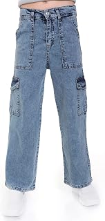 Patchwork Jeans for Teens Girls Denim Preppy Baggy Cargo Indie Cute Pants High Waisted Wide Leg Flap Pocket Trendy