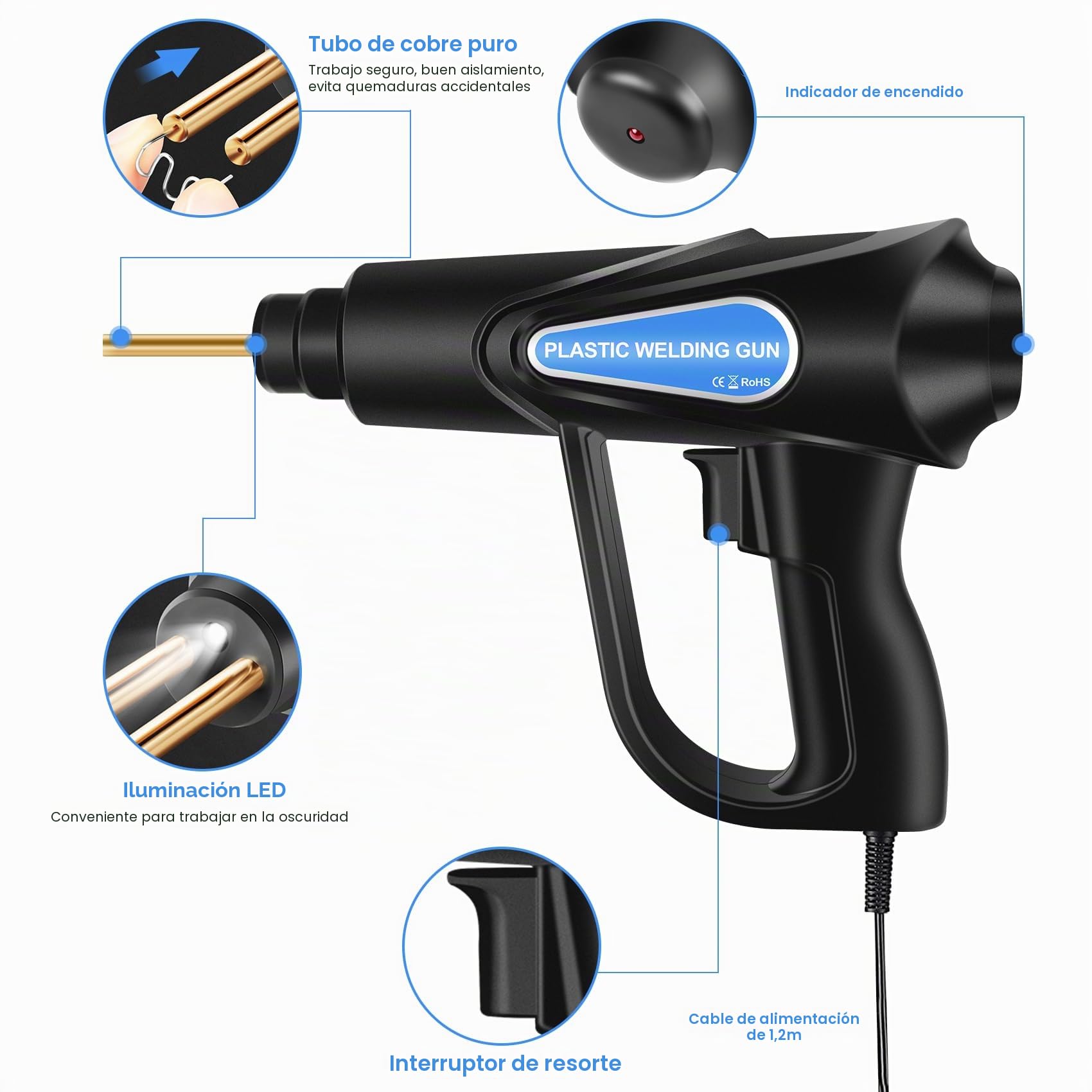 Equipo de soldadura de plástico - Set de reparación de plástico 852 piezas, soldador de plástico para parachoques de auto/piezas de auto/kayak/canoa | Equipo*2 & Accesorios*850