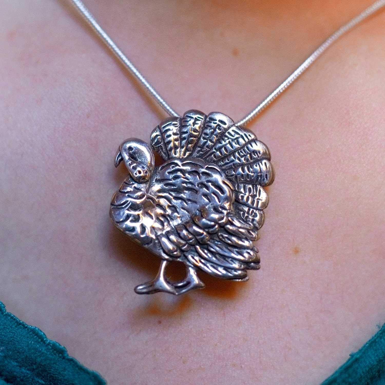 Sterling Silver Turkey Pin Pendant