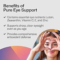 Vista 5 de PureFormulas Pure Eye Support Suplemento de luteína y zeaxantina - 90 cápsulas vegetarianas, paquete de 2
