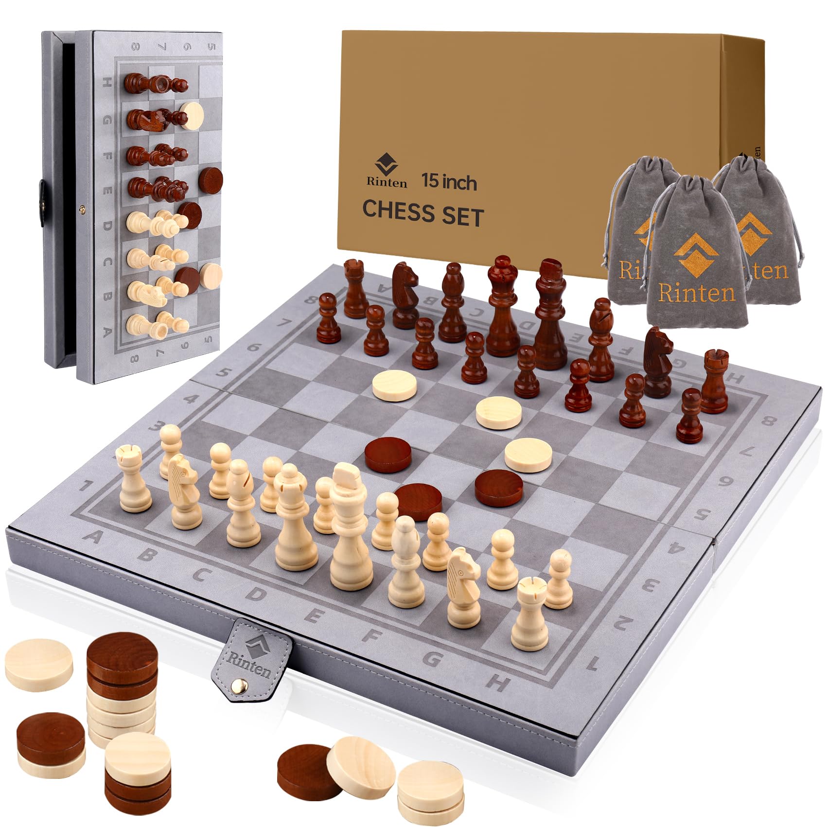 Amazon | Rinten 15インチ 磁気チェスセット レザーボードゲームセット
