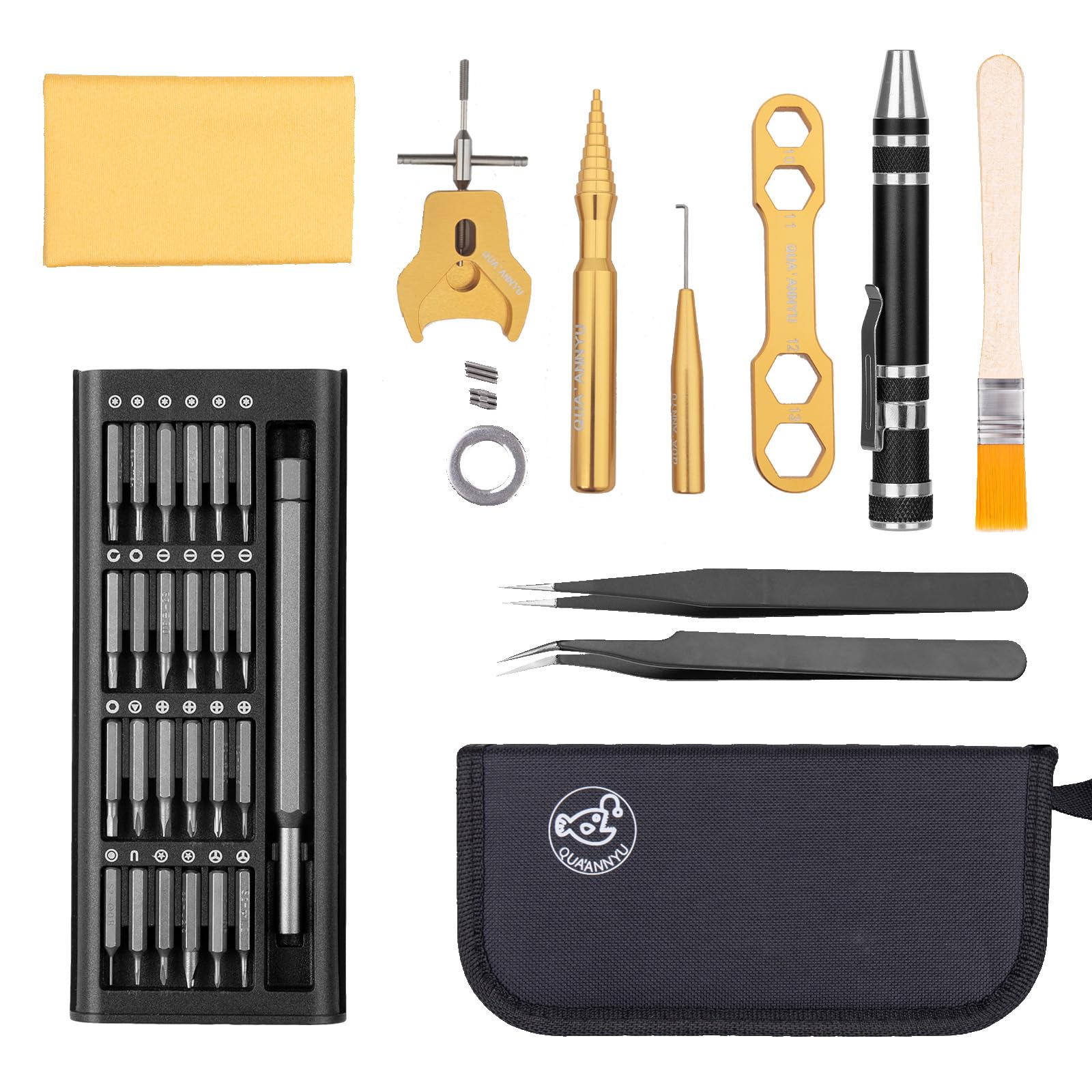 QUA'ANNYU Fishing Reel Maintenance Kit, Professional Fishing Reel Care & Repair Tool Set with 24/30/38-in-1 Screwdriver Set