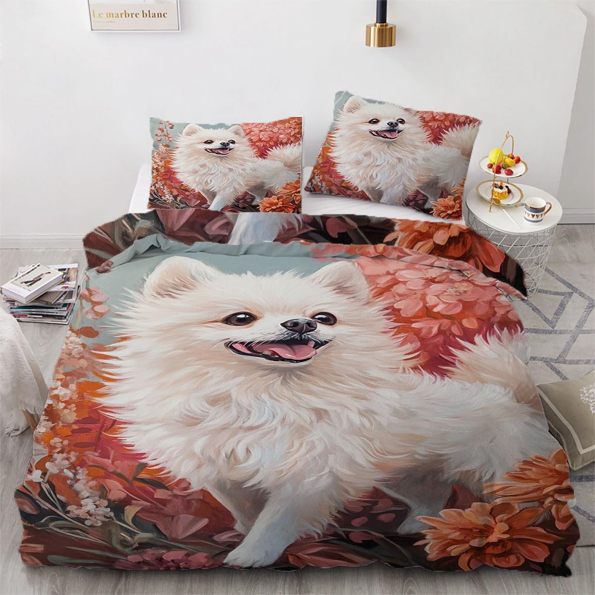 Ndxrwdzr Pomeranian Super King Size Duvet Set Duvet Cover With Zipper Closure Bedding For Aldults Kids Soft Breathable Microfiber Cover 260X220 Cm + 2 Pillowcases 50X75 Cm