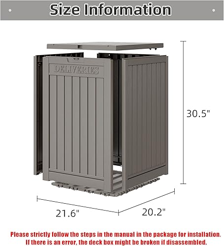 Miniatura 7 de Caja de entrega de paquete de 48 galones para porche, caja de almacenamiento con cerradura segura, gran resina de doble pared para exteriores y caja