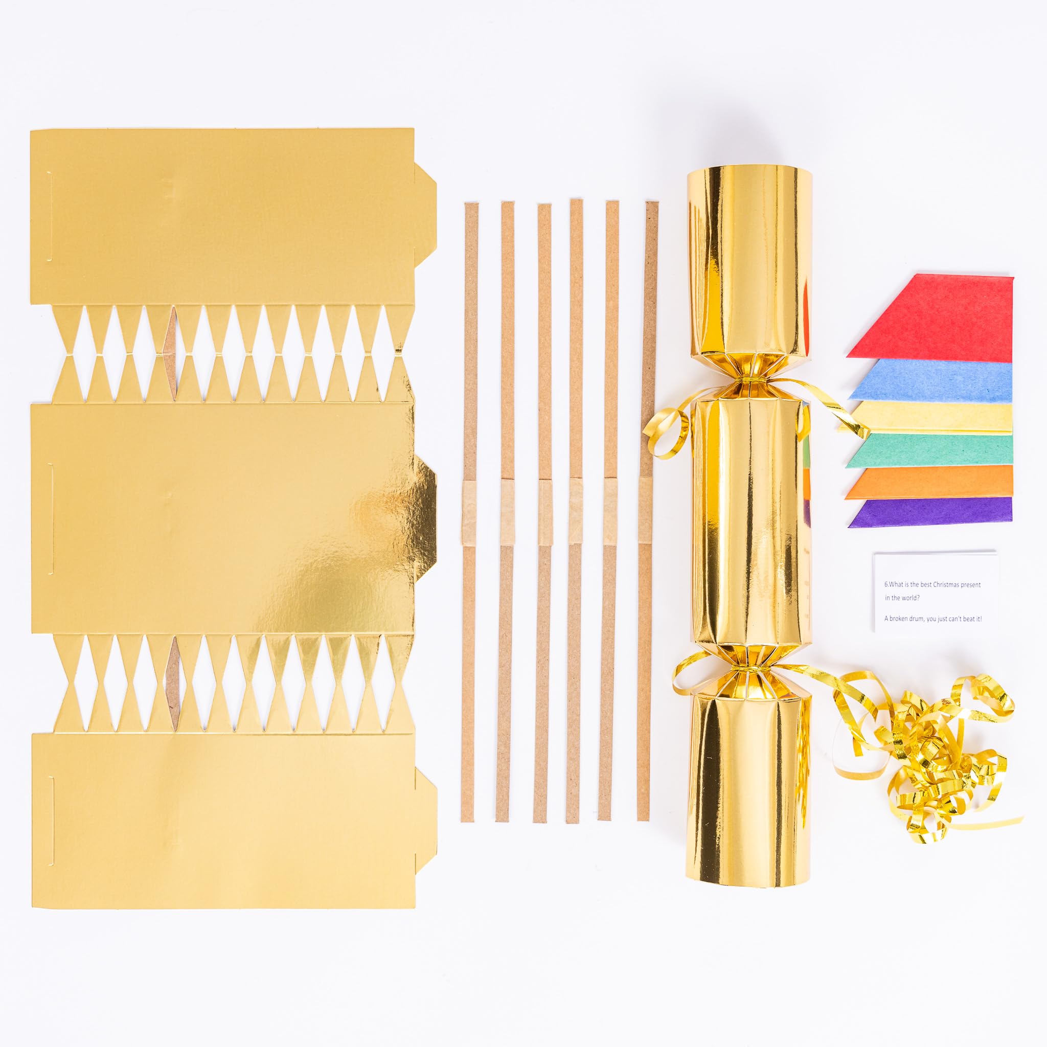 evelay Pack 24 Make Your Own Christmas Crackers Kit Foil DIY Fill Your Own Crackers Snaps Hats & Jokes (Gold)