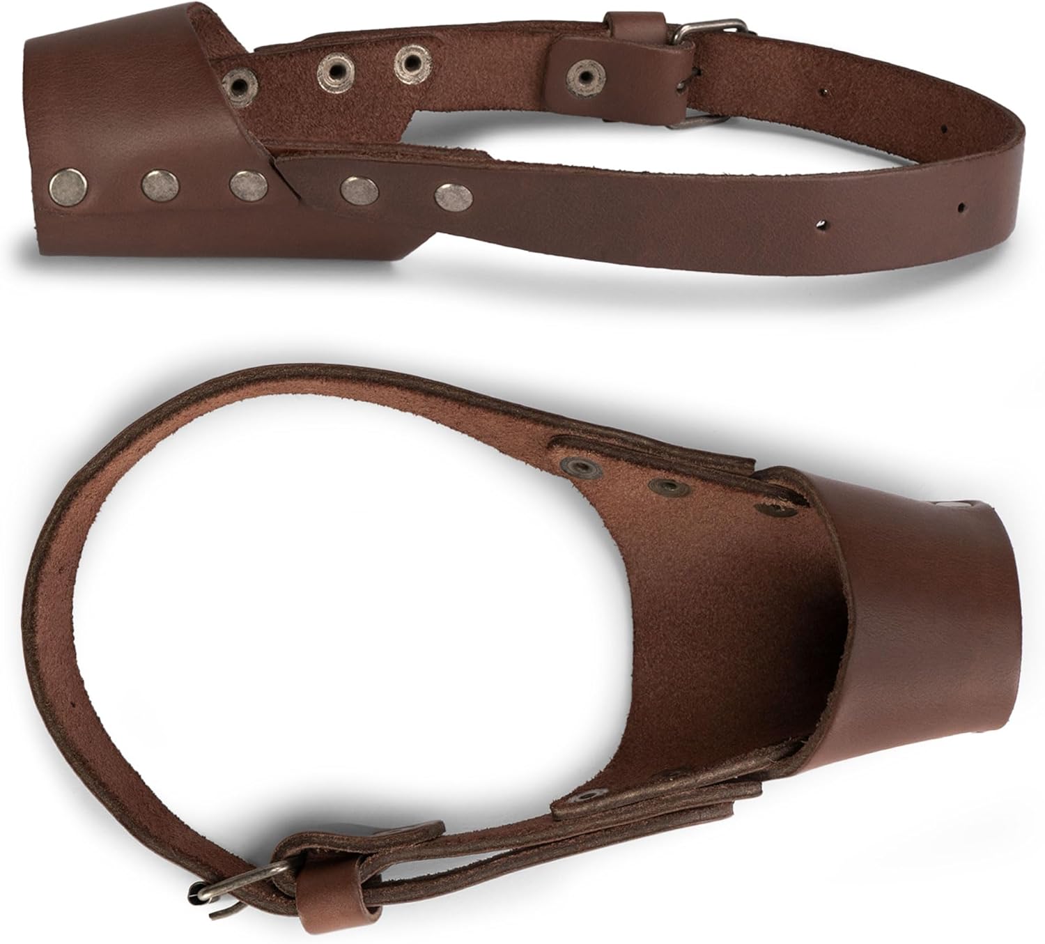 Taco Dog, Leather Dog Muzzle Guard Handmade from Full Grain Leather - Secure Training Cover, Mouth Guard Mask Prevents Biting Chewing (Bourbon Brown, Small)