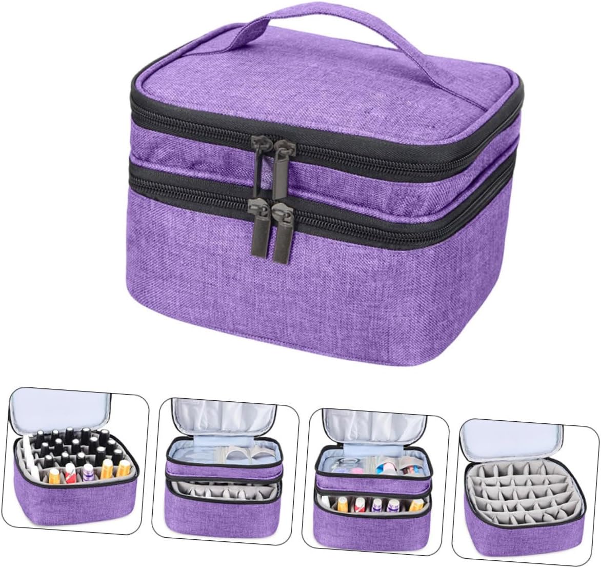 VALICLUD 30grids Essential Oil Bottle Storage Bag Nail Polish Carrying Case Pouch Double Layer Travel Bag for Gel Nail Polish