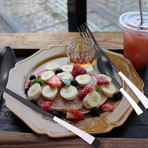 Miniatura 4 de AARAINBOW Juego de cubiertos de acero inoxidable de 7 piezas, portátil, reutilizable, juego de utensilios de viaje, incluye palillos, cuchillo,