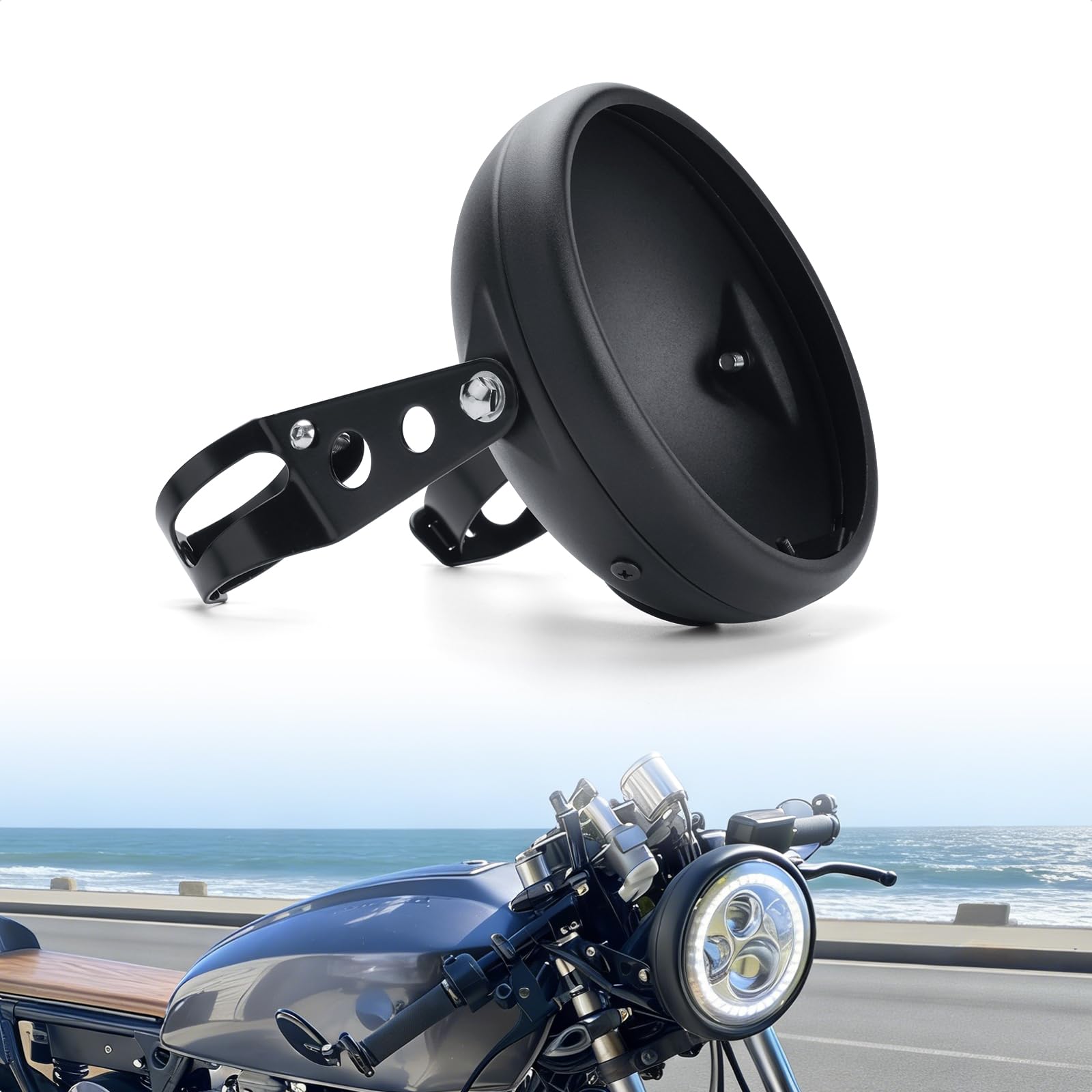 Motorcycle 7" Headlight Housing for Harley Yamaha Suzuki Honda