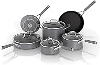 Ninja NeverStick Professional 10-Piece Nonstick Cookware Set - Hard-Anodized, Oven Safe 500°F, Durable NeverStick Coating, C39500 Slate Grey