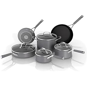 Ninja Foodi NeverStick Professional 12-Piece Cookware Set, Hard-Anodized, Nonstick, Durable & Oven Safe to 500°F, Slate Grey, C39800