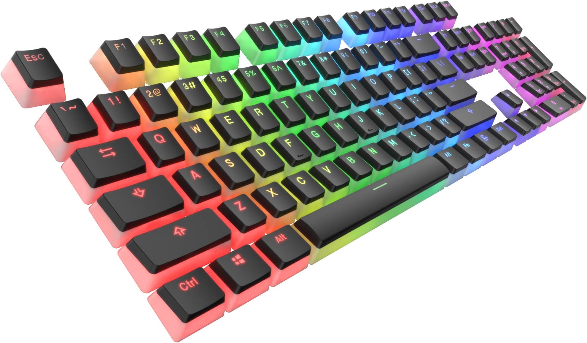 TECWARE Pudding PBT Keycaps Set with Keycap Puller - Full Keys 112 Keys, Double-Shot for Mechanical Keyboards, OEM Profile, Clear and Black Jelly-Style Gaming Keycaps (US, ANSI)