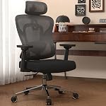 Chaise de bureau ergonomique Mesh, chaise de bureau avec support thoracique adaptatif, 3D Accoudoirs, coussin lombaire réglable & Appuie-tête réglable, chaise de jeu avec fonction Tilt