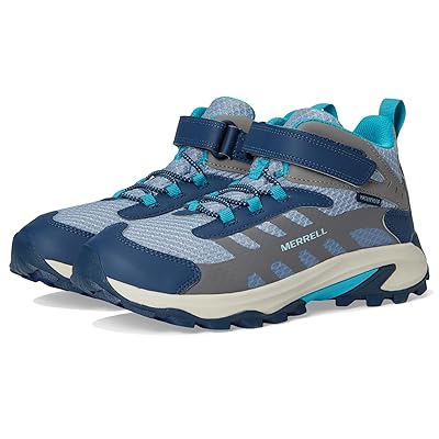 Merrell Kids Moab Speed 2 Mid A/C Waterproof (Little Kid/Big Kid) Kids Shoes Stone/Blue/Turq