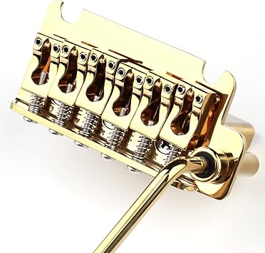 10.8mm Electric Guitar Bridge Vacuum Gold 2 Point tremolo bridge Brass Saddles Block Stainless Steel Plate Fit for 6 String Start St Electric Guitar Replacement Parts