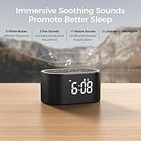 Vista 4 de Reloj de alarma digital y máquina de sonido de ruido blanco Reacher, 21 sonidos relajantes, 7 sonidos de despertador, 8 luces nocturnas, volumen