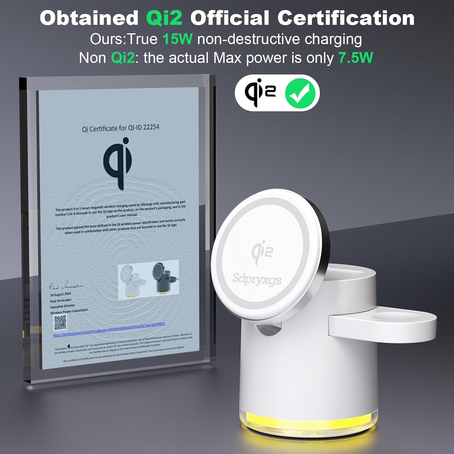 New Generation Qi2 Certified 3 in 1 Magnetic Wireless Charging Station, Compact Fast Charging Station,for Apple iPhone12-17,iWatches,AirPods,Samsung Phones and Watches(30W Adapter Included) (Black)