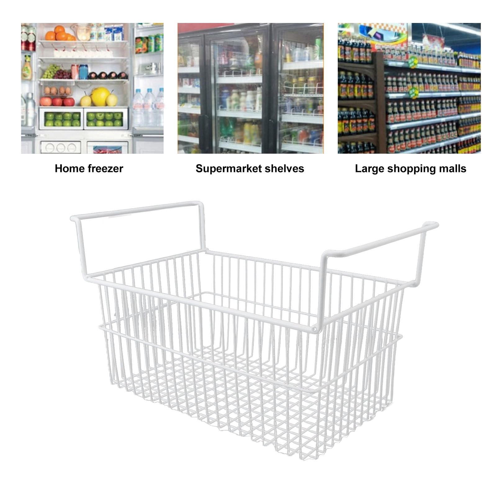 Cesta para Congelador Horizontal, Contenedor Organizador de Alambre para Refrigerador, Cestas de Almacenamiento de Alambre para Congelador (Largo 56,5 cm x ancho 25,2 cm x alto