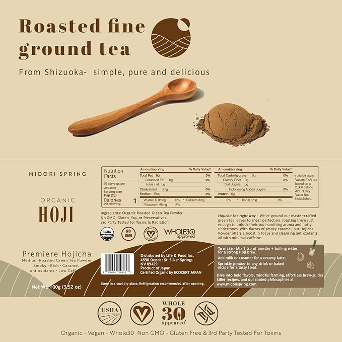 Té Hojicha Orgánico en Polvo - Bajo en Cafeína - 100 g miniatura 2