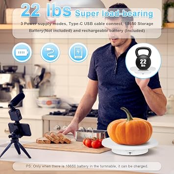 Remote Motorized Rotating Display Stand, Electric Rotating Platform with 5.74/7.08/8.66in Replacement Covers, 3 in 1 Turntable for Live Streaming Video Shoot Photography