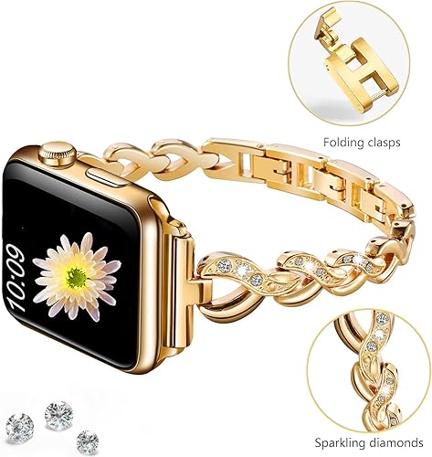 Miniatura 4 de SaNgaiMEi Correa compatible con Apple Watch Ultra de 1.929in para mujeres y hombres, correa brillante para Apple Watch de 1.772in, 1.732in, 1.654in,