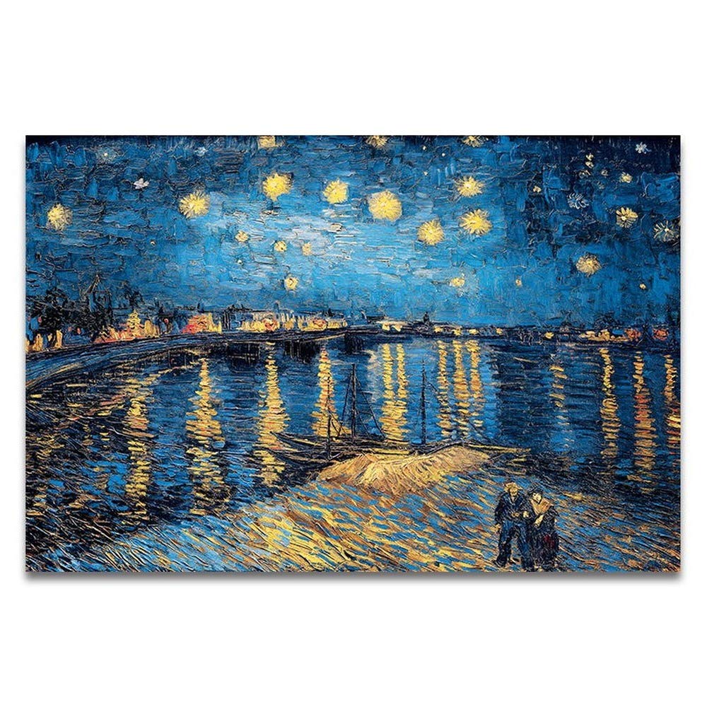 Tableau Van Gogh nuit étoilée pour salon moderne grand format 80x120 cm