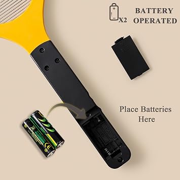 Electric Fly Swatter - Bug Zapper - Powerful 2200V Mosquito & Flies Killer, Fly Swatter for Indoors & Outdoors, Handheld Electric Zapper for Home, Kitchen, Camping (2AA Batteries Included)