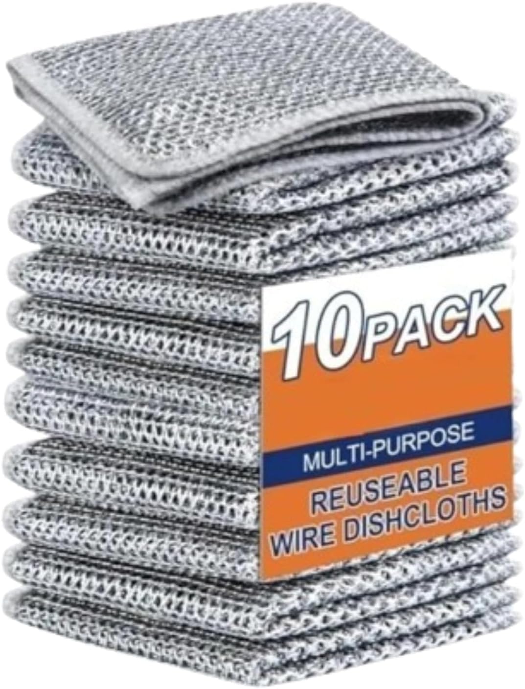 Wire Dish Cloth Stainless Steel Cleaning Scrubber for Kitchen Utensils, Non-Scratch Reusable Wire Dishwashing Cloth for Pots Pans Grill Sink (20)