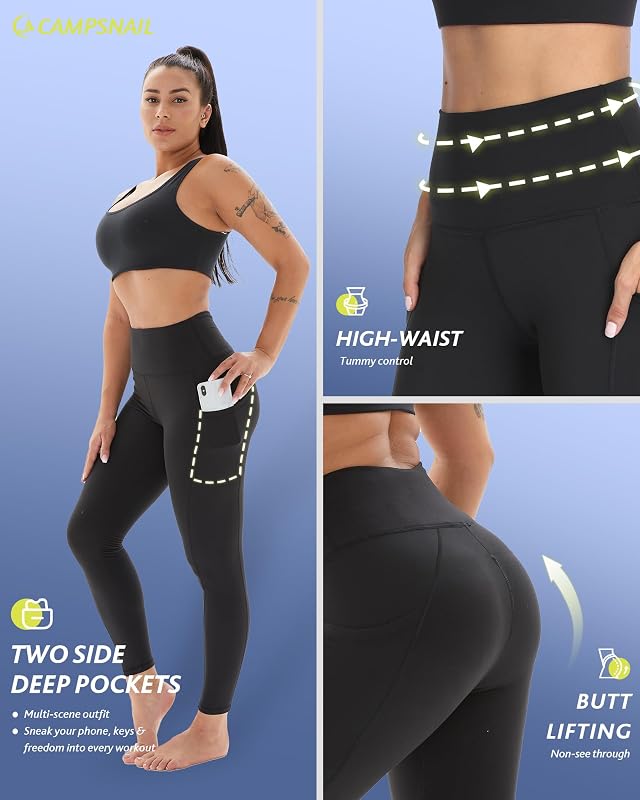 4 Pack Leggings for Women - High Waisted Tummy Control Yoga Pants for Workout Gym Black Leggings Plus Size Dance image 5