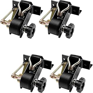 Lumber Rack Ratchet Straps, W/J-Hook (4PCS), 1.4" Black Square Tube Mount, 1.5" Wide x 7.5' Long, Black Ladder Rack Ratchet Straps, 500 lbs Load Heavy Duty, Truck Rack Straps, Pipe/Roof Rack Strap