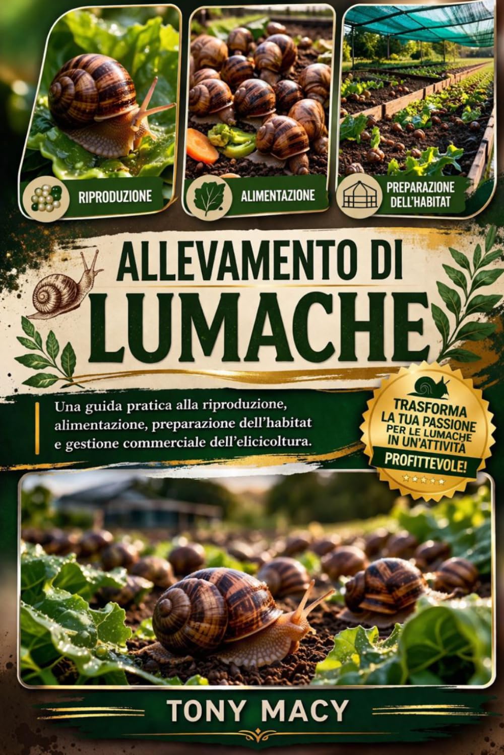 ALLEVAMENTO DI LUMACHE: Una guida pratica alla riproduzione, alimentazione, preparazione dell’habitat e gestione commerciale dell’elicicoltura.