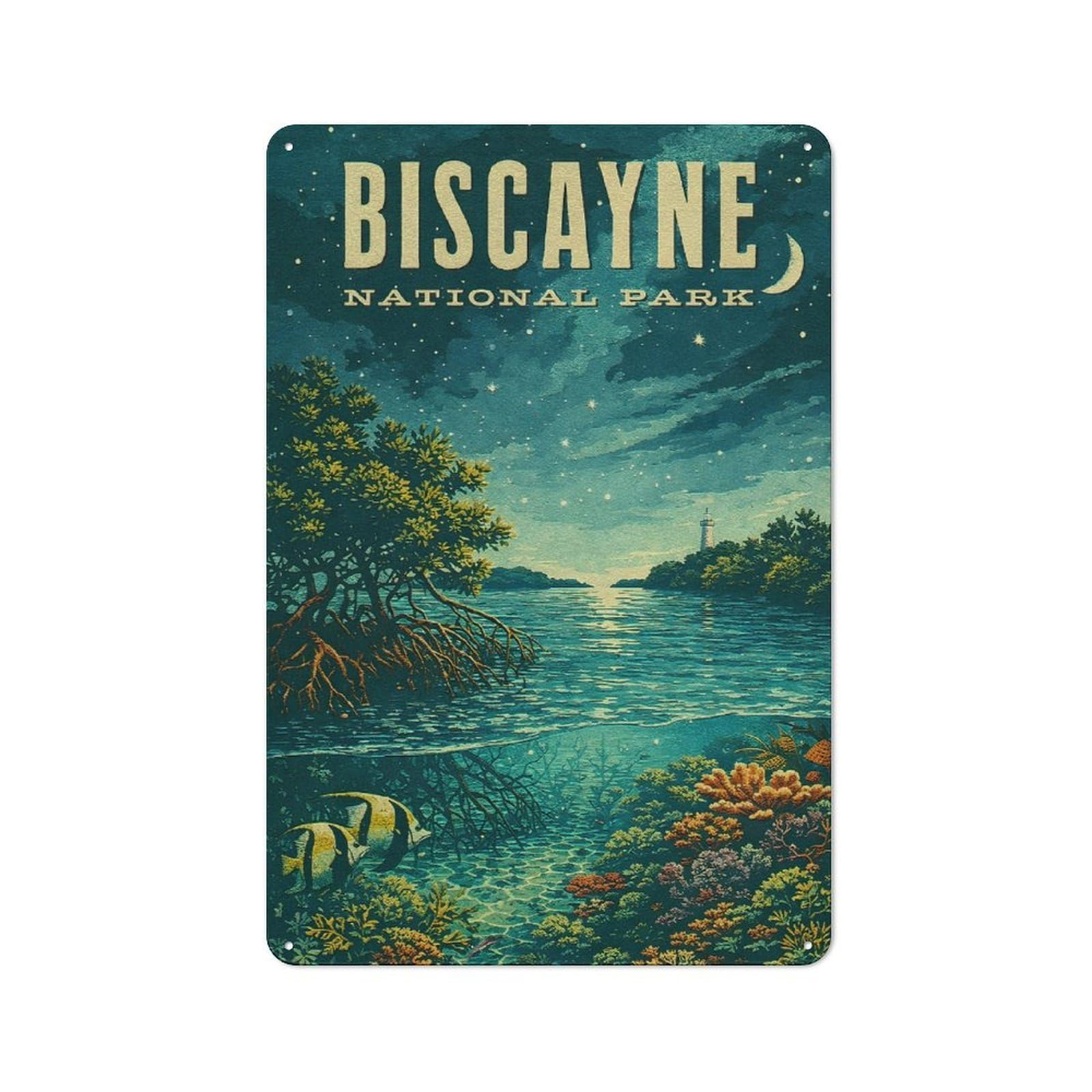 Junmoney Style-14 Biscayne National Park Vintage Retro Metal Sign 30X20cm For Home Office Or Studio, Suited To Home Office Decor Fans