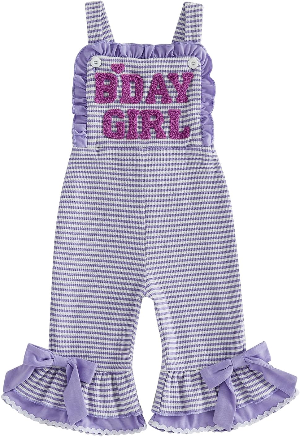 Toddler Kids Girl Birthday Outfit B-Day Party Overalls 1st 2nd 3rd 4th 5th BDay Romper Striped Bell Bottoms Jumpsuit
