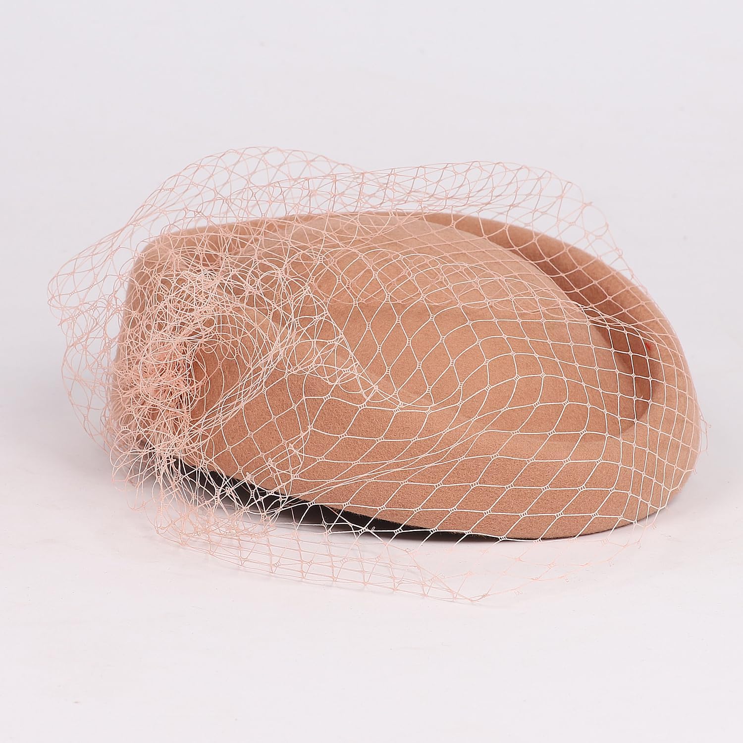 Wool Felt Vintage Beret Wedding Top Hats for Women Elegant Church Fedoras with Veil Ladies Cap Autumn Winter - Image 5