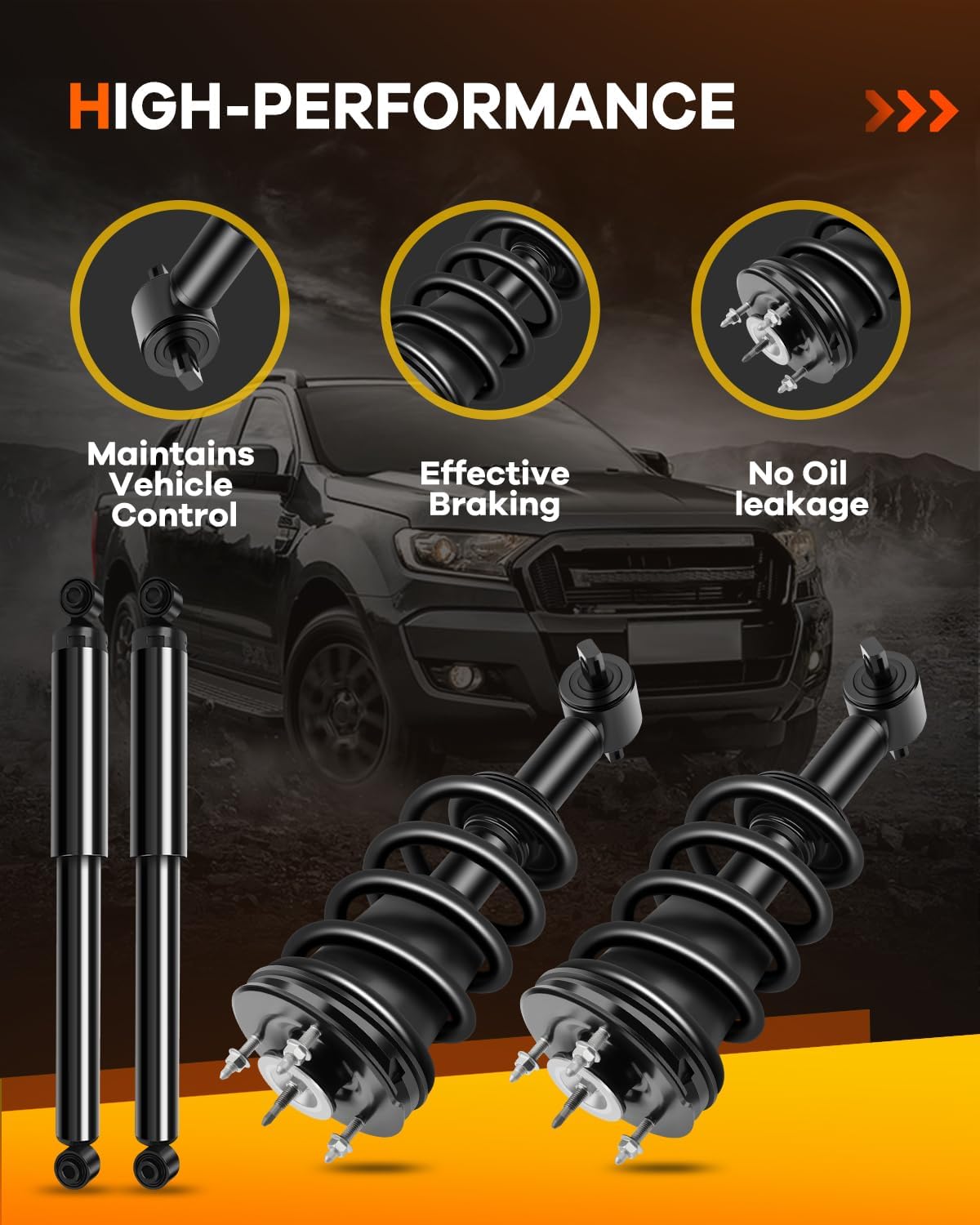 139112 345074 Front Struts and Rear Shocks Absorbers for Chevy(RWD), OCPTY Complete Strut Spring Assembly Fits 2014-2017 for Chevrolet Silverado 1500 | 2014-2017 for GMC Sierra 1500 Amortiguadores