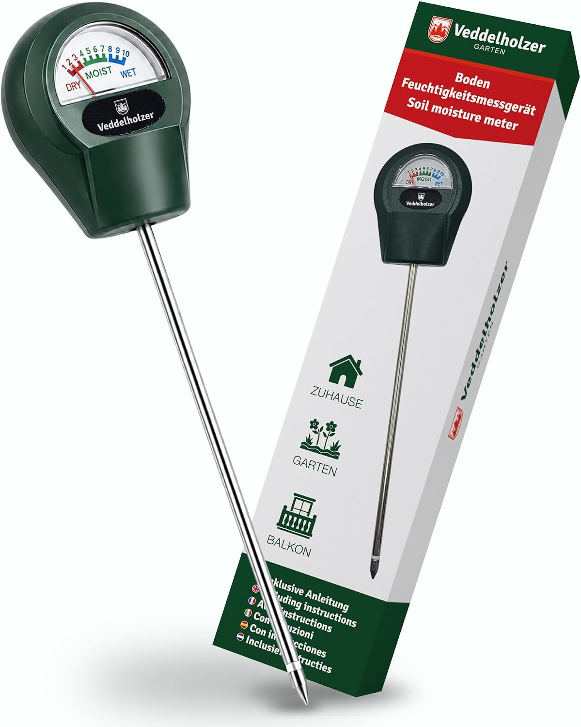 Veddelholzer Hygromètre pour Plantes, avec sonde en Acier Inoxydable et Pointe en cuivre t