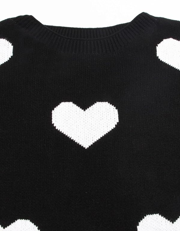 Drvitor Women's Pullover Sweaters Cute Multi-Hearts Knitted Casual Sweater (Black, Medium) by Drvitor - Used condition - Image 6