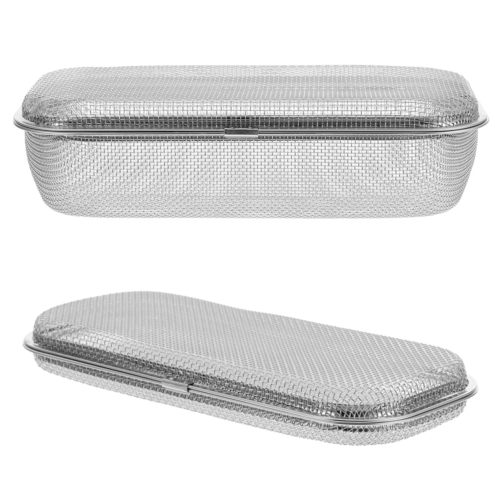 Lurrose 2 cestas para lavavajillas, cestas de acero inoxidable para cubiertos, rejilla de malla rectangular de repuesto para utensilios de cocina pequeños.