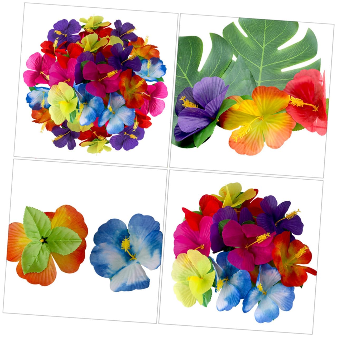 DOITOOL 72stücke Simulationsblume aus Stoff Hawaii Kunstblumen als Tropische Blumendekoration für Sommerfest und Hawaii Desktop Dekoration als Fotorequisite und Zufällige Farbe