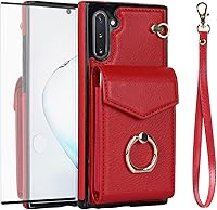 Vista 8 de Asuwish Funda de teléfono para Samsung Galaxy Note 10 5G con protector de pantalla de vidrio templado y anillo de bloqueo RFID, tarjetero de cuero