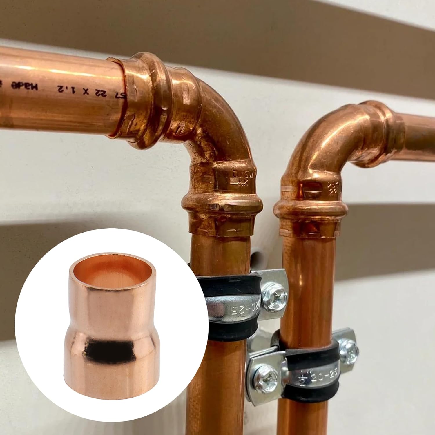 4 Pcs 7/8" to 3/4" ID Copper Reducer HVAC Copper Fittings Pipe Tube Connector Adapter Plumbing Fitting for HVAC Air Conditioning