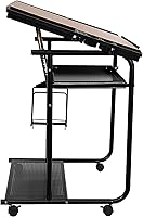 Vista 6 de Flash Furniture Swanson - Mesa de dibujo ajustable con marco negro y ruedas de doble rueda, color cereza