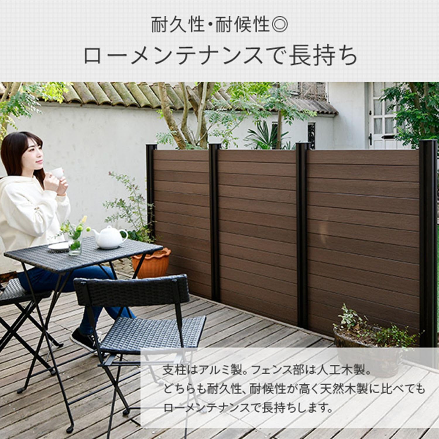 Amazon.co.jp: [山善] ガーデンマスター 人工木 フェンス 目隠し 耐久 