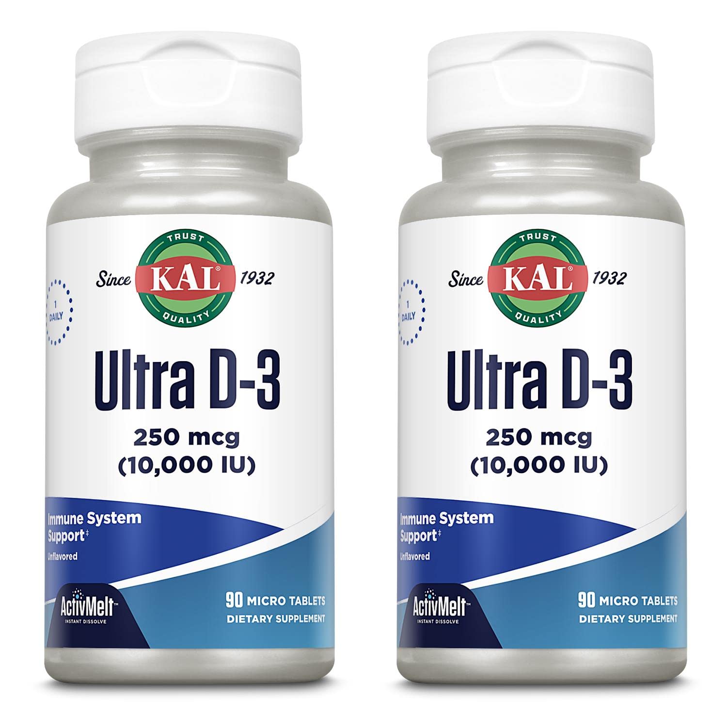 KAL Ultra D-3 10000 IU ActivMelt 10000iu 90 Count | Pack of 2
