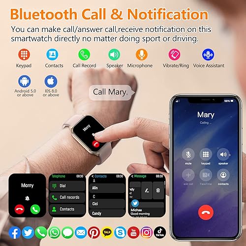 Miniatura 2 de Reloj inteligente para mujeres y hombres con texto y llamadas, 2025 nuevos relojes inteligentes con inteligencia artificial con frecuencia cardíaca,