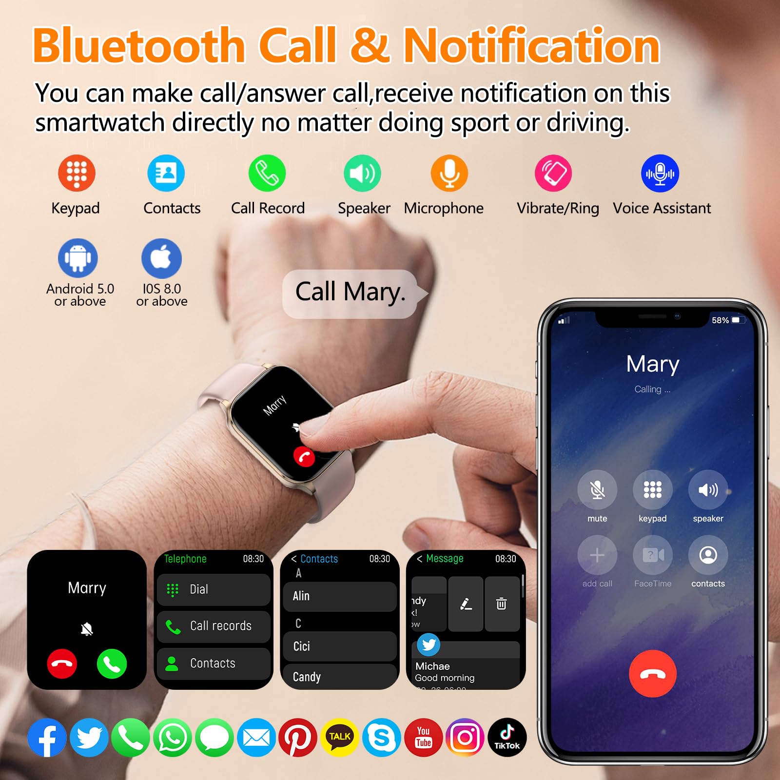 Smart Watch for Women Men with Text and Call, 2025 New AI Smartwatches with Heart Rate/SpO2/Sleep/Stress Monitor, 100+ Sports Modes, GPS Fitness Watches Compatible with iOS/Android (Map, Pink)