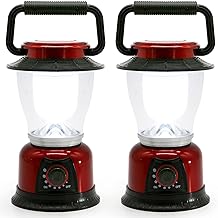 LED Lantern Variable Power Retro Battery Powered Camping Light, COB High Brightness Dimmable Camping Lamp for Hiking, Fishing, Repairing and Emergency Lighting (Red-2 Pack)
