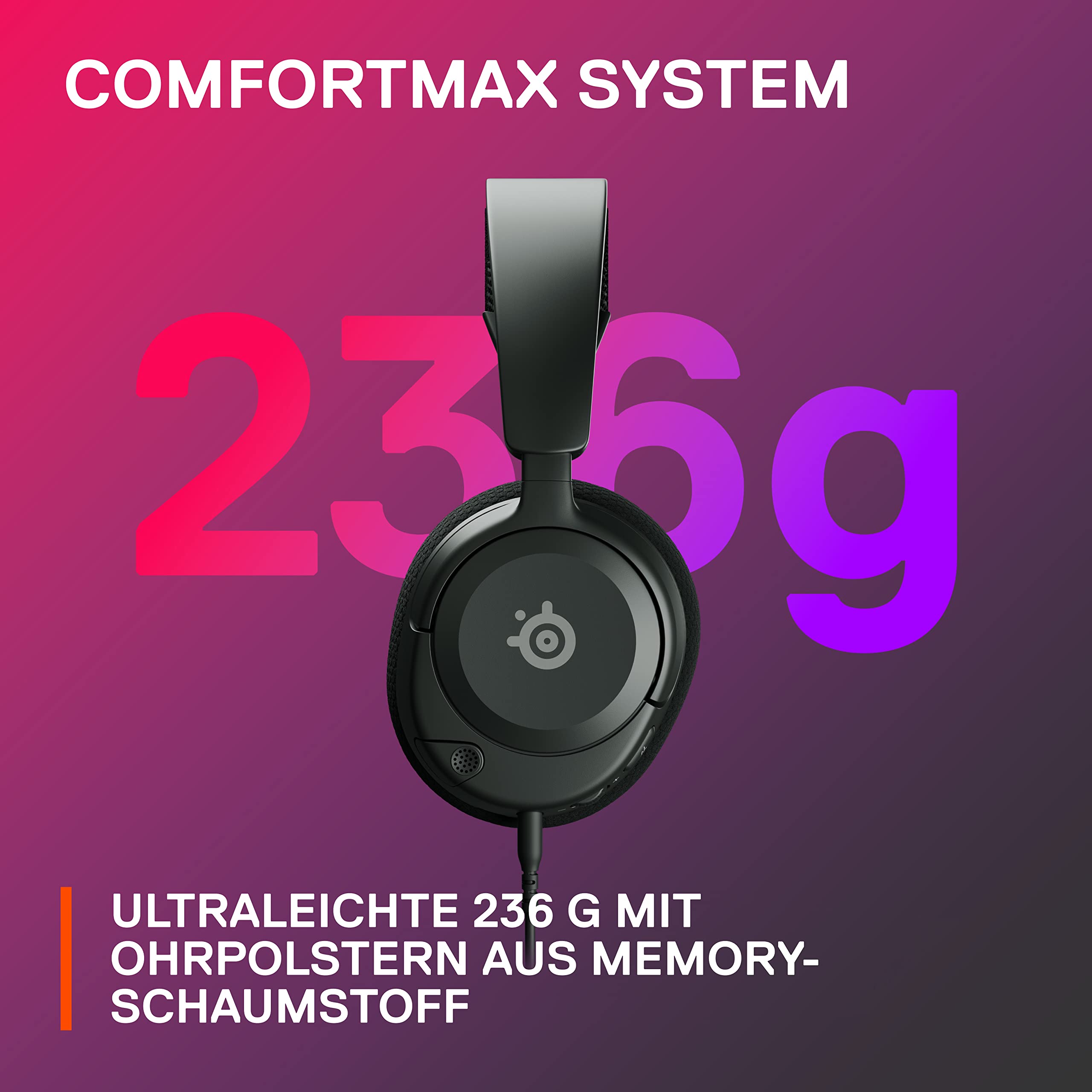 SteelSeries Arctis Nova 1 Gaming-Headset Hi-Fi-Treiber 360° Surround-Sound AirWeave Memory Foam-Ohrpolster Geräuschunterdrückung PC PS5 Xbox Schwarz