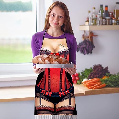 Miniatura 7 de Delantal creativo de personalidad divertida Delantal muscular para hombre, serie de bikini, delantal de dibujos animados, delantal de poliéster para