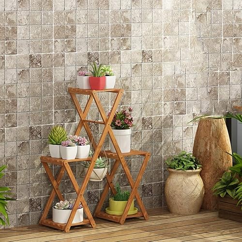 ATAAY Plant Stand, Wood Flower Stand Balcony Flower Pot Rack Multi-Layer Plant Stand Vase Stand Storage Rack Flower Shelf